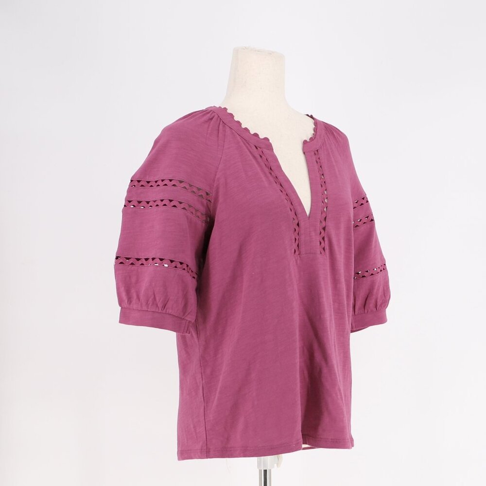 BODEN Maisy Rikrak Trim Puff Sleeve Top Violet Quartz Size US 8 - Picture 3 of 7